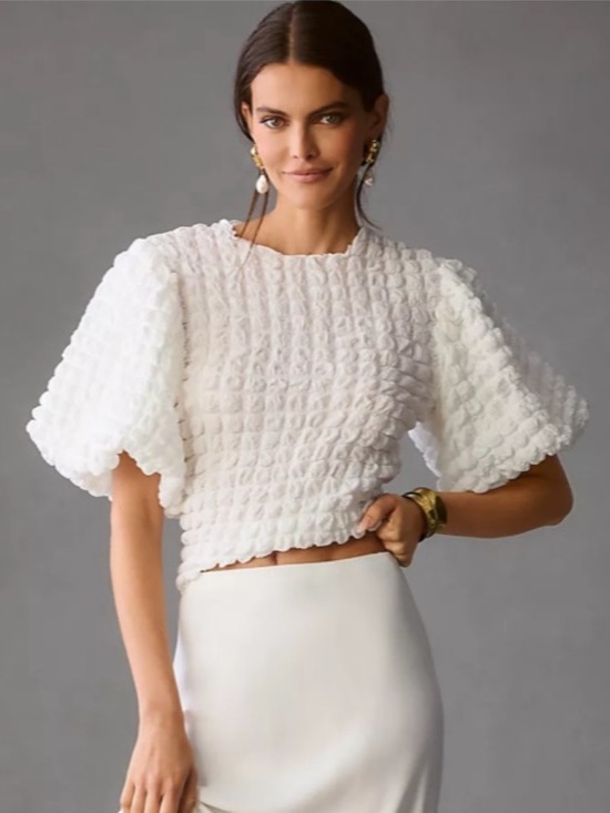 Anthropologie Tops - Anthropogie Eri + Ali Textured Puff-Sleeve Top